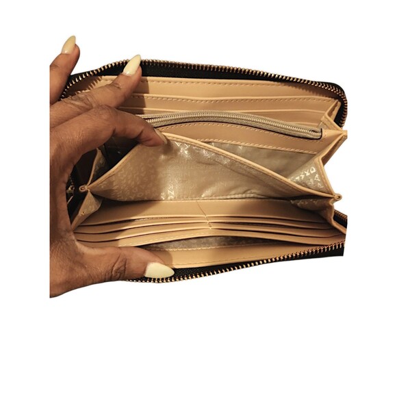 Kate Spade NY Faux Croc Black Leather Wallet Neda Designer Zip Around Long Coin - Picture 5 of 7